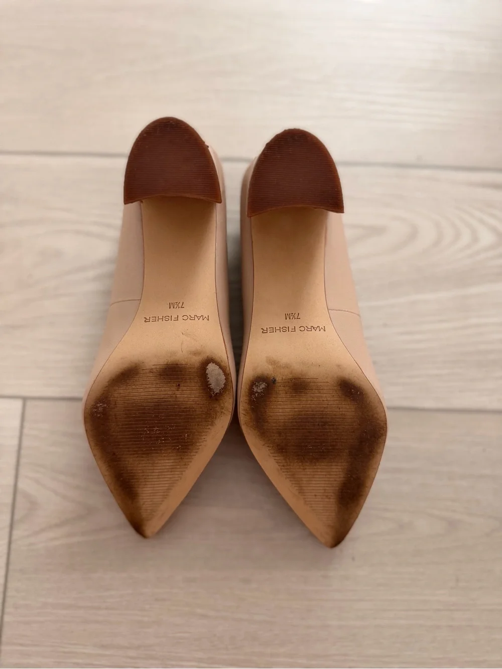 Marc Fisher Blush Nude Pointed-Toe Leather Pumps